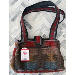 Vtg Johnson Woolen Mills Wool Southwestern Shoulder Bag Made in Vermont USA NEW